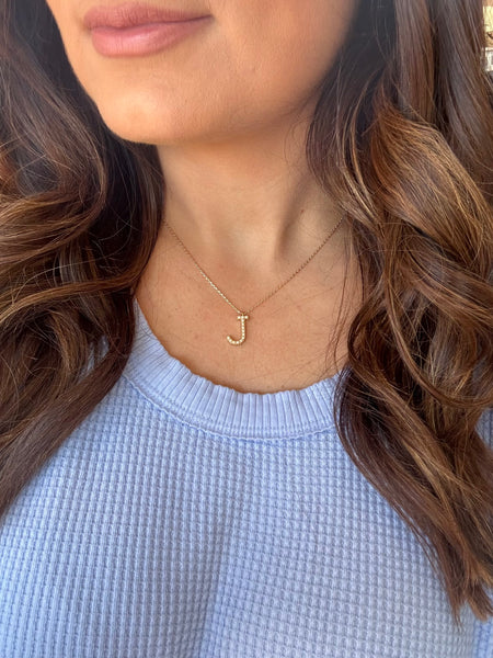 Pearl Embellished Initial Necklace