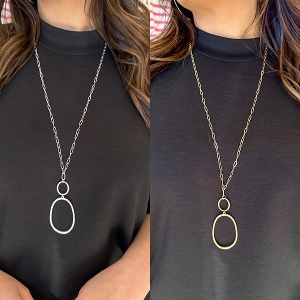 Matte Oval Pendant Necklace