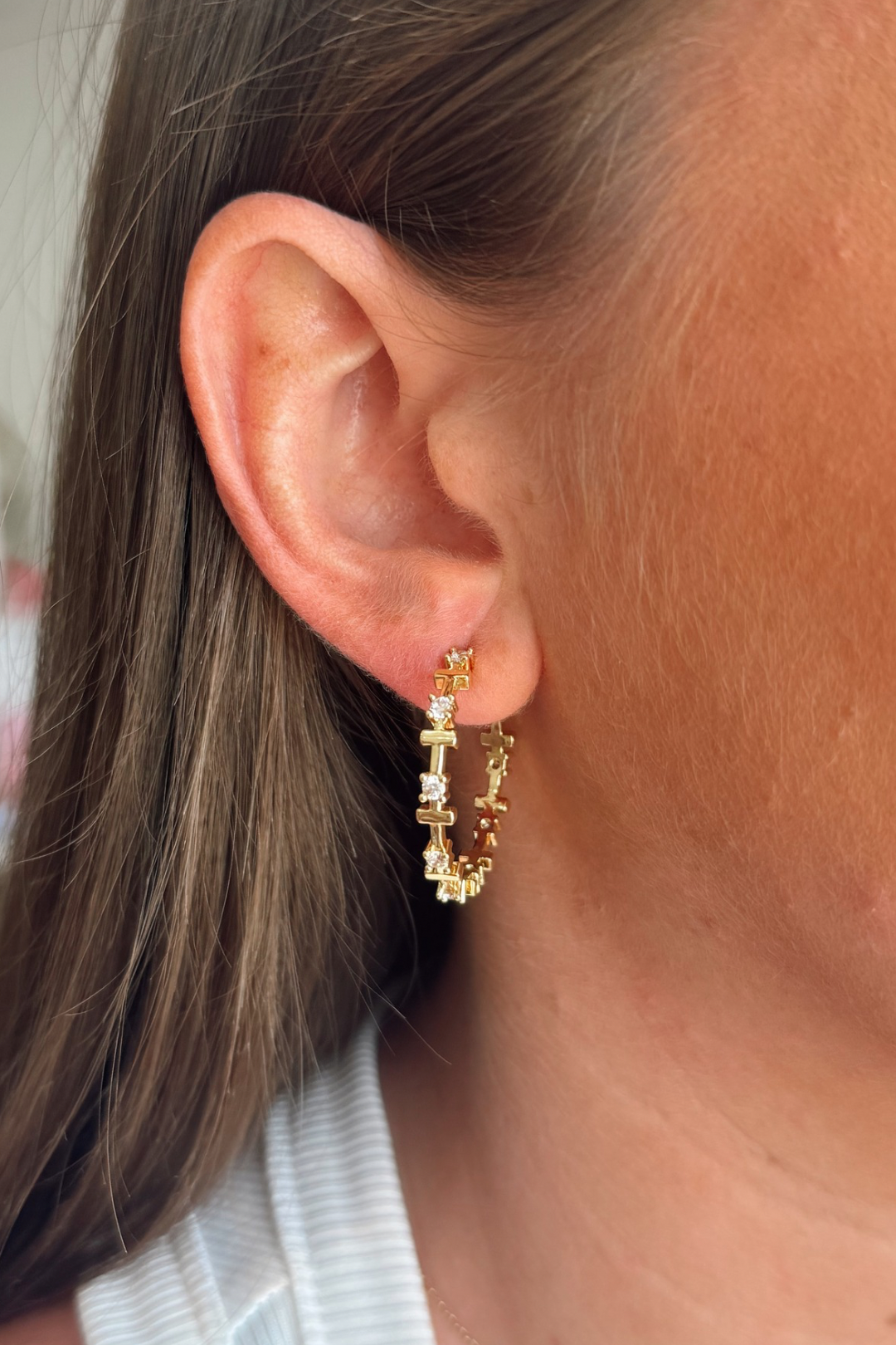 CZ Infinity Cross Hoop Earrings