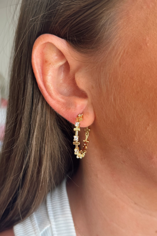 CZ Infinity Cross Hoop Earrings