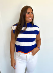 Striped & Scalloped Top  **Final Sale**