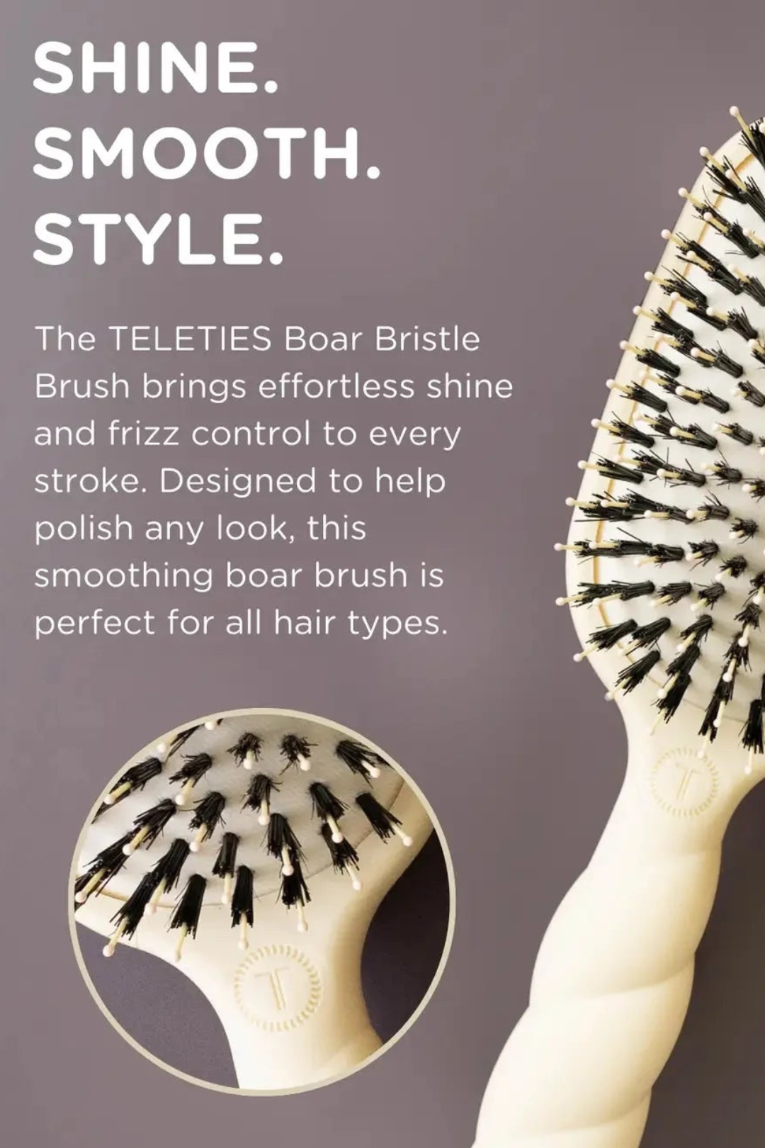 Teleties Boar Bristle Hair Brush