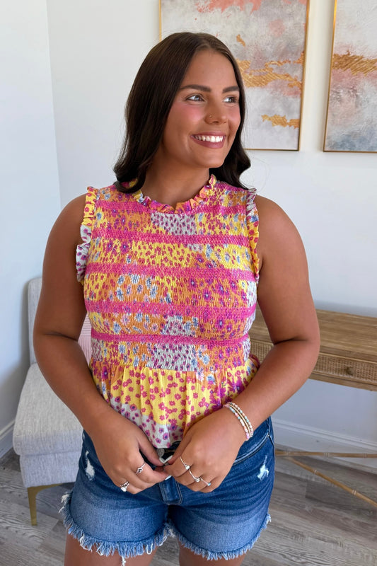 Petal Bliss Ruched Top   **Final Sale**