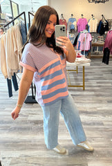 Bubble Gum Mixed Striped Top