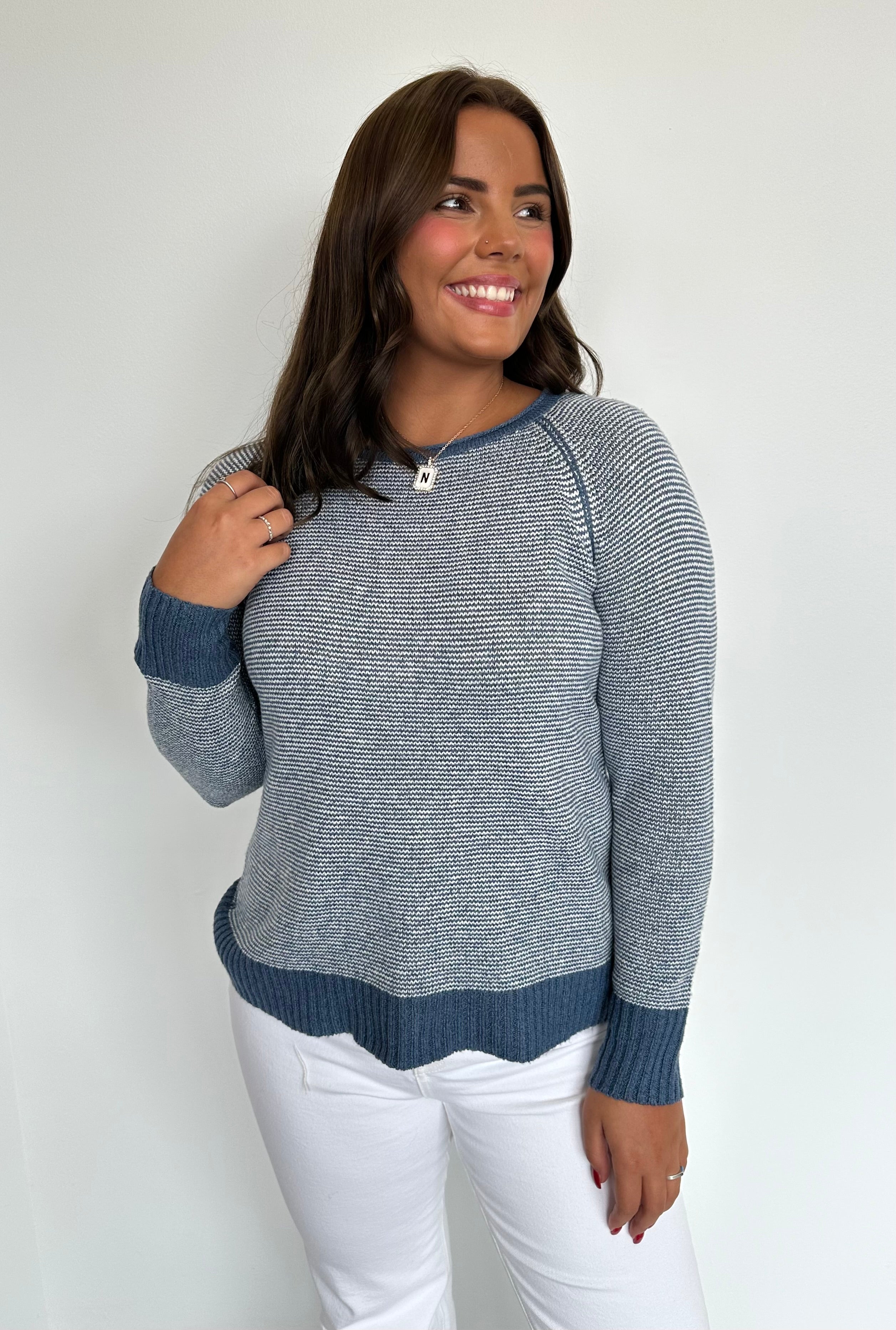 Pinstriped Raglan Sweater **Final Sale**