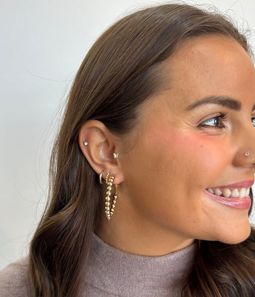 Gold Beaded Hoop Earrings