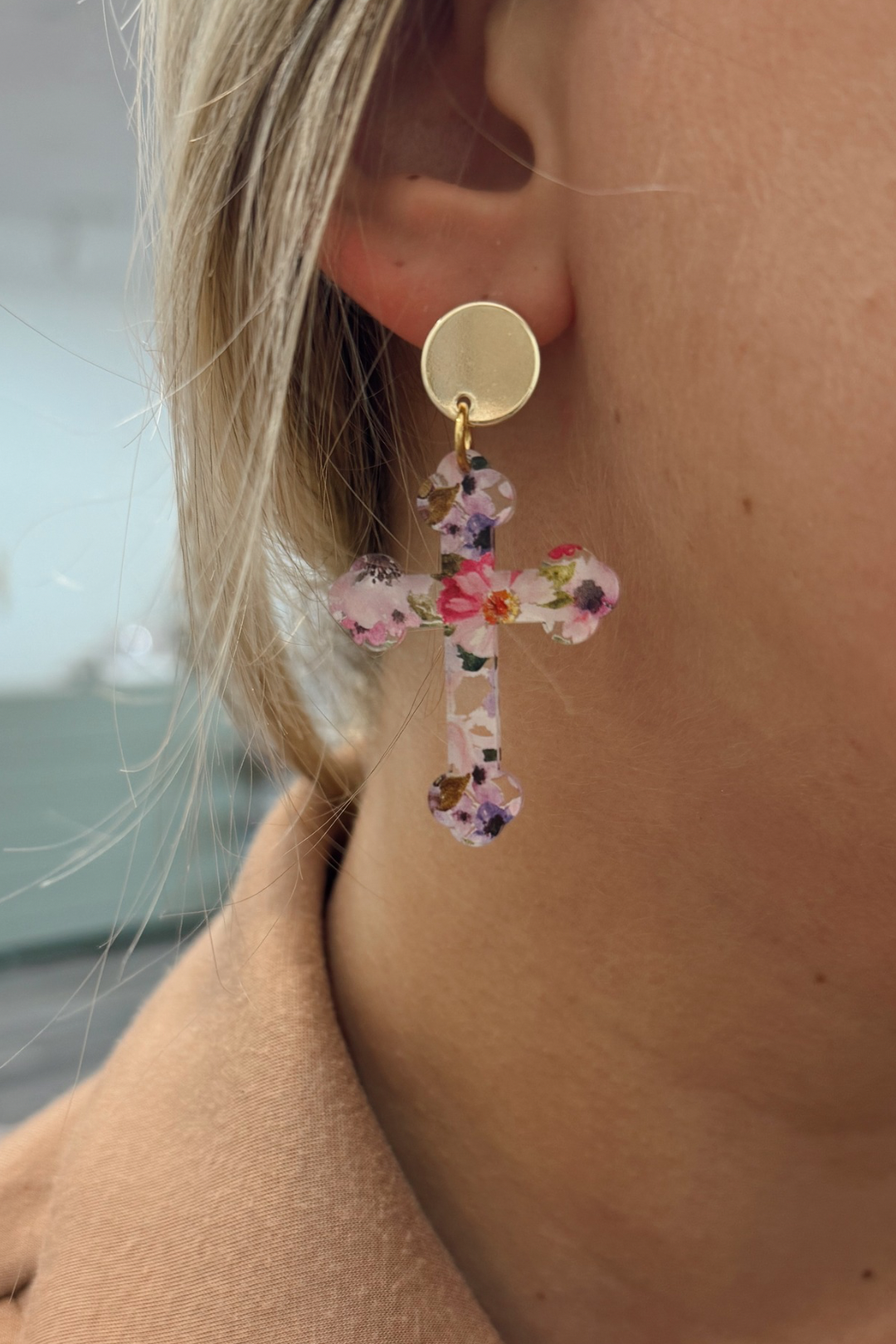 The Floral Cross Earrings