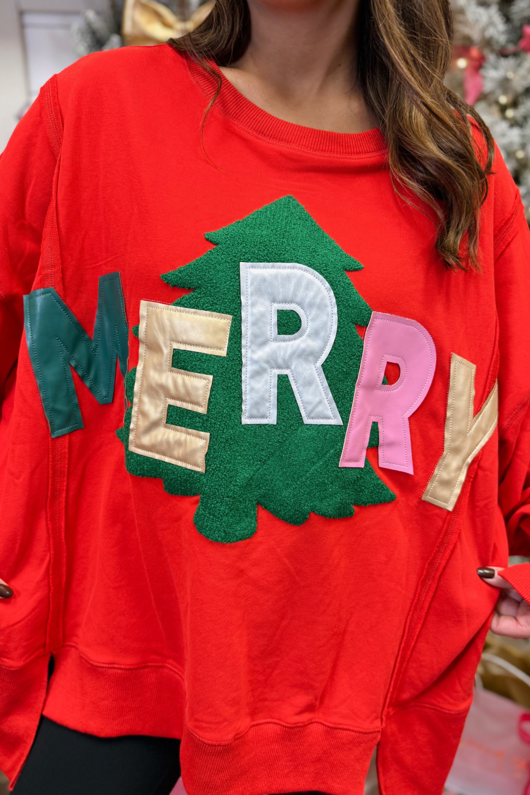 Metallic Merry Patchwork Pullover