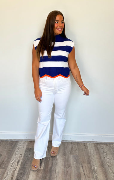 Striped & Scalloped Top  **Final Sale**