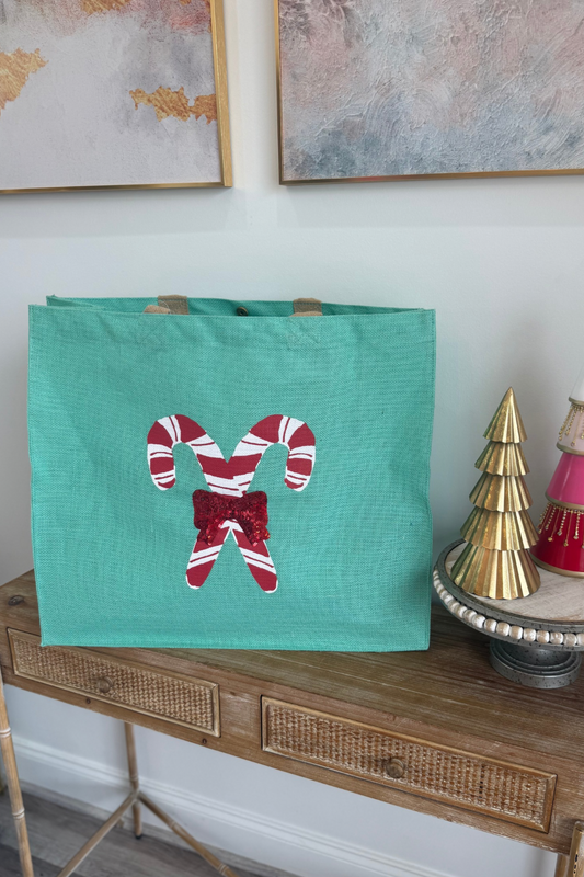 Sequin Candy Cane Large Tote