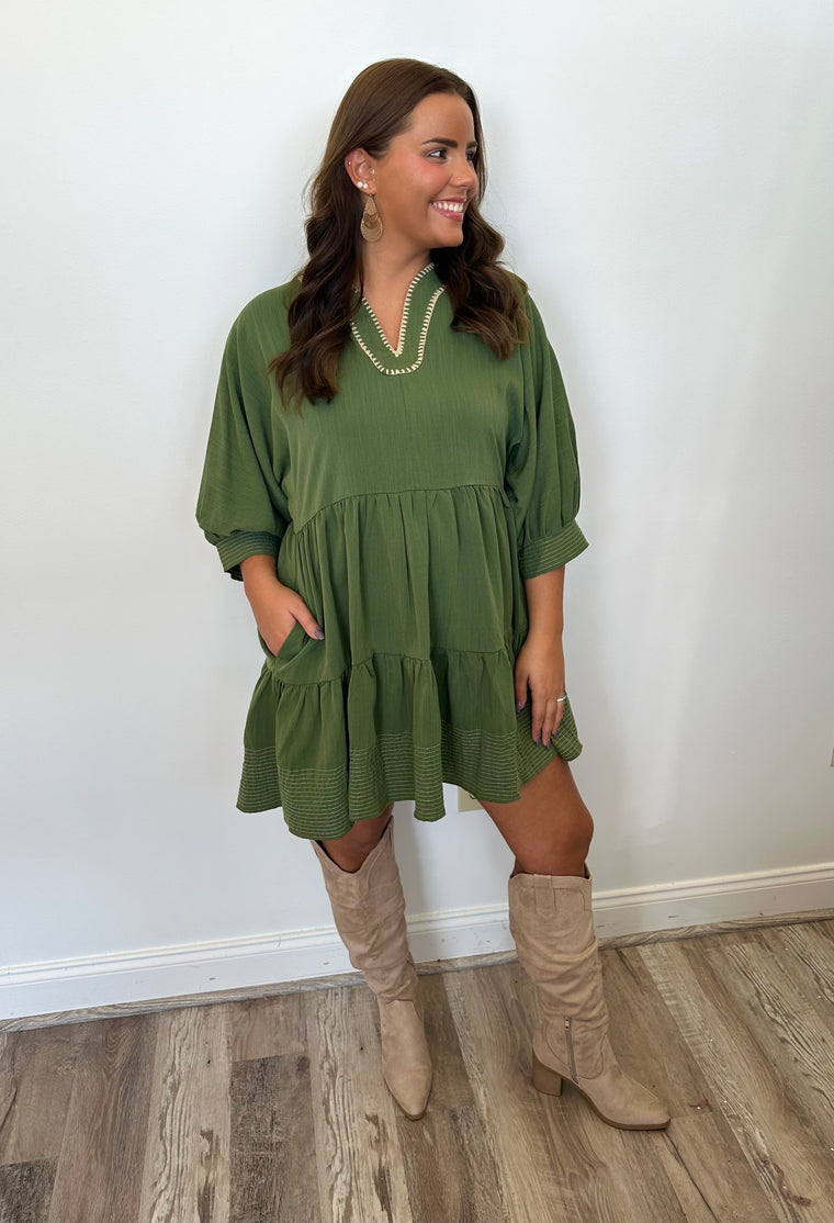 The Olive Babydoll Dress