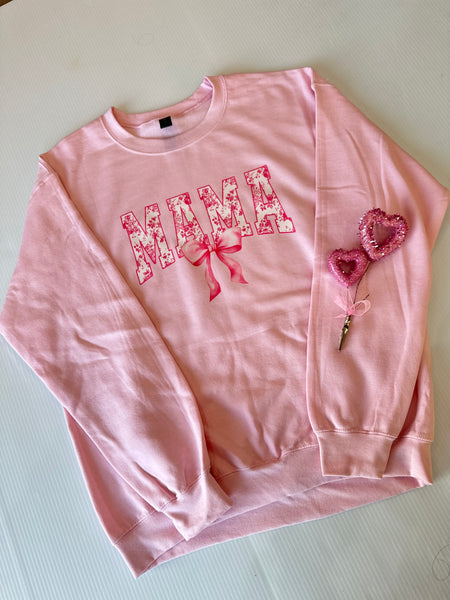 Mama Floral Bow Sweatshirt