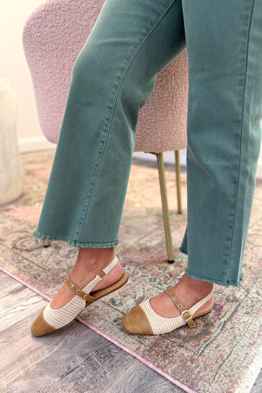 Poker Face Raffia Slingback Mule