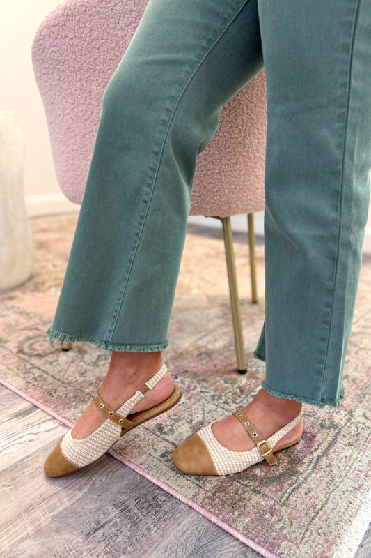 Poker Face Raffia Slingback Mule