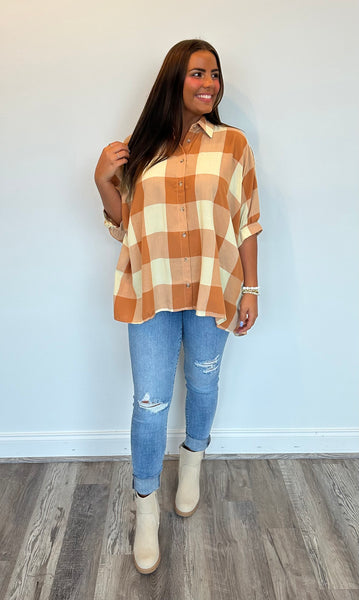 Fall Feels Checkered Top **Final Sale**