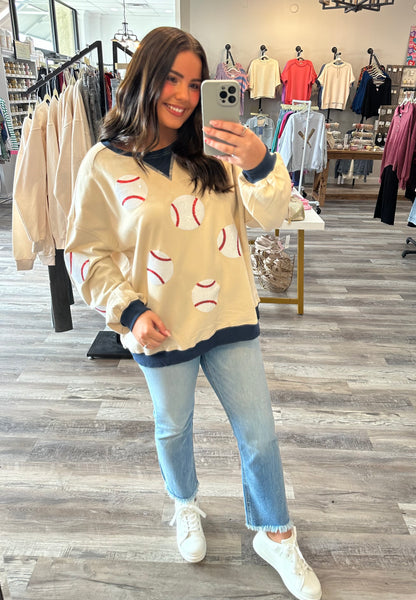 Sequin Baseball Pullover