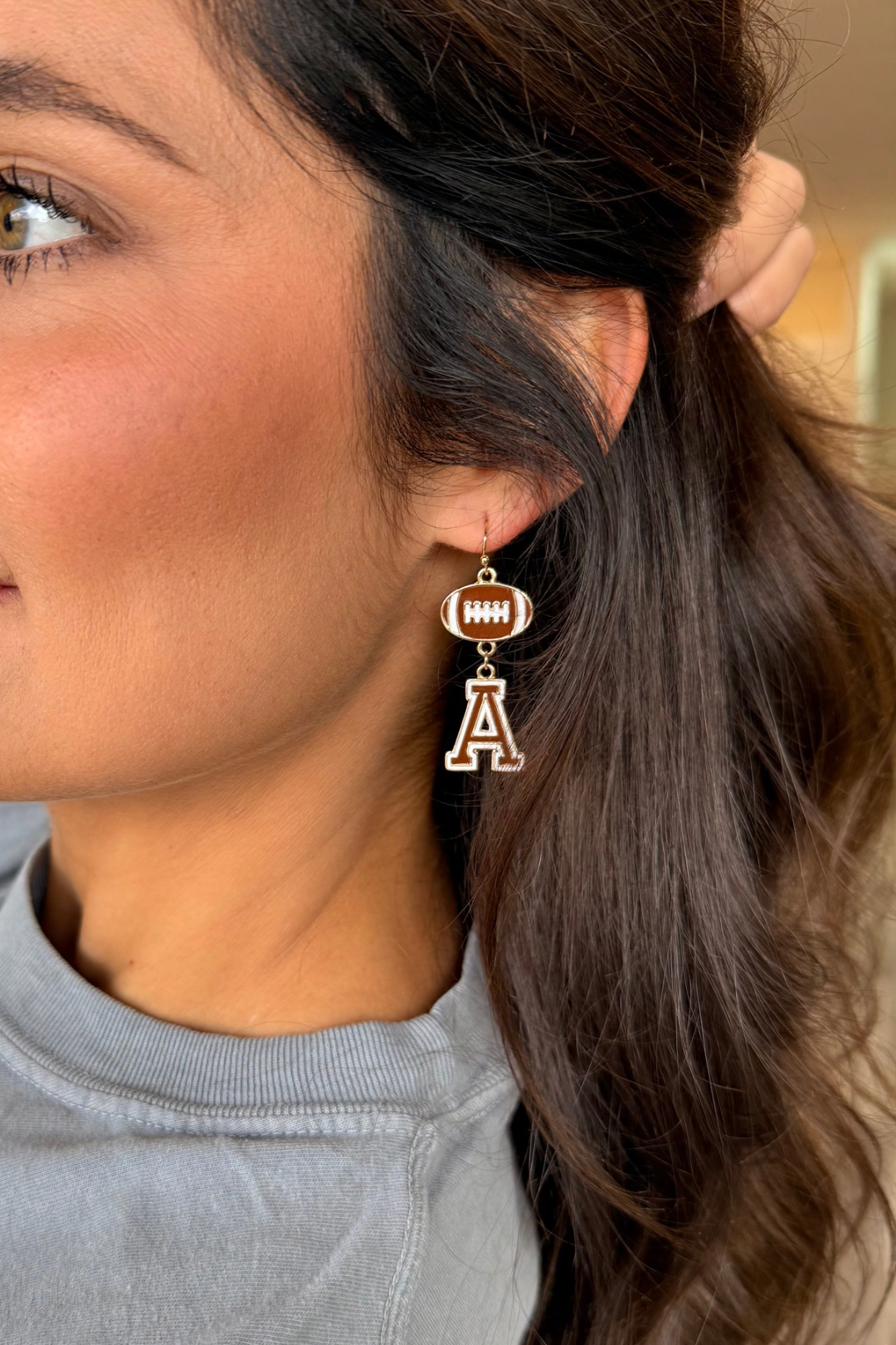Gameday Football Initial Earrings