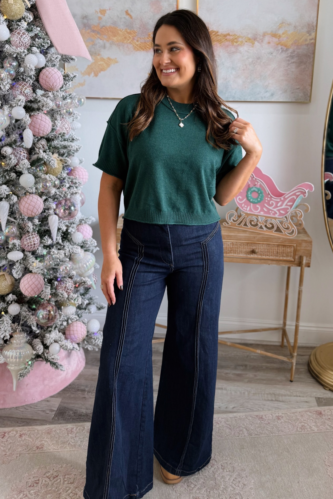 Sleek Seam Wide Leg Jeans