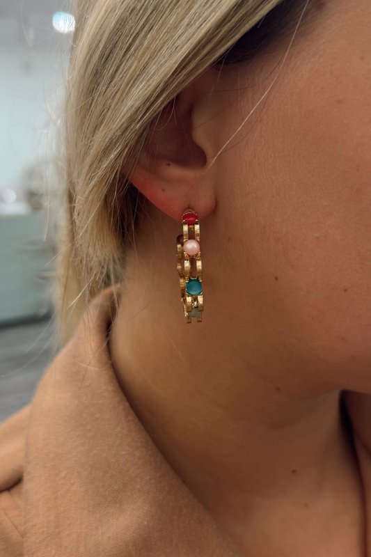 Wavy Gem Hoops