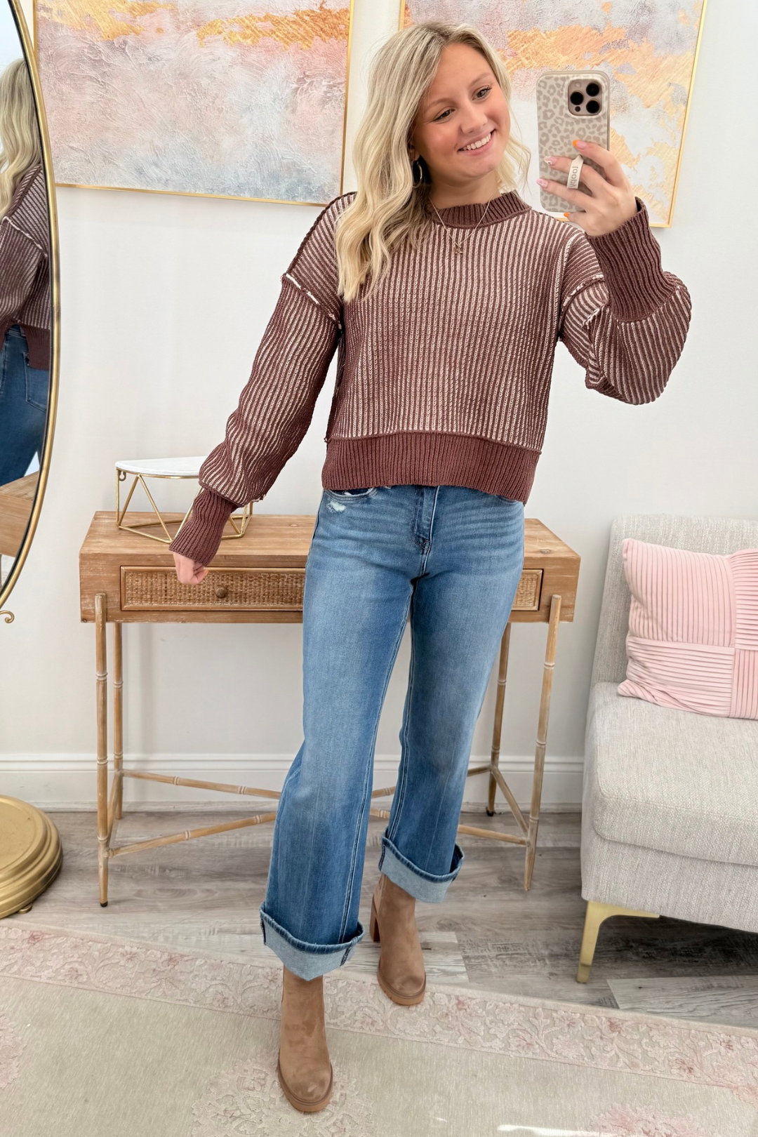 Chocolate Latte Lines Sweater