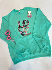 Faux Sequin Love Sweatshirt