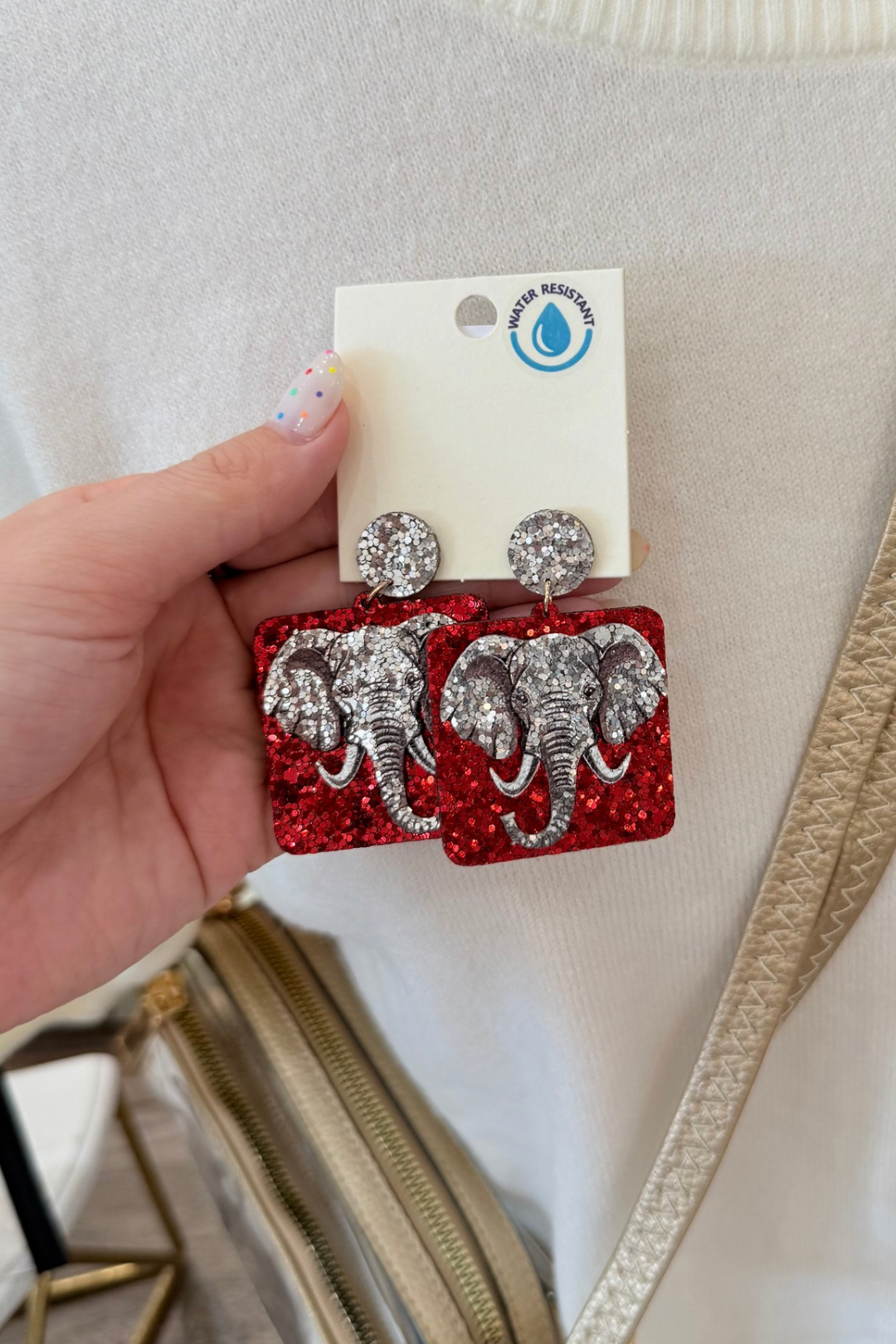 Crimson Tusk Glitter Earrings