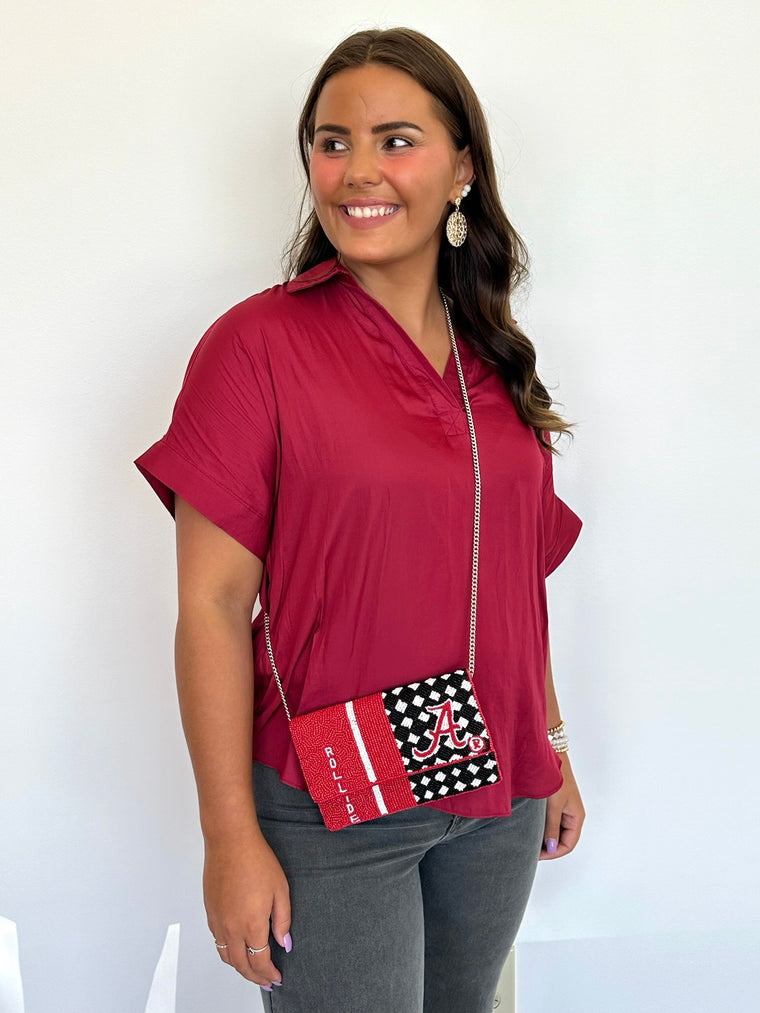 Officially Licensed Alabama® Roll Tide Seed Beaded Crossbody Clutch