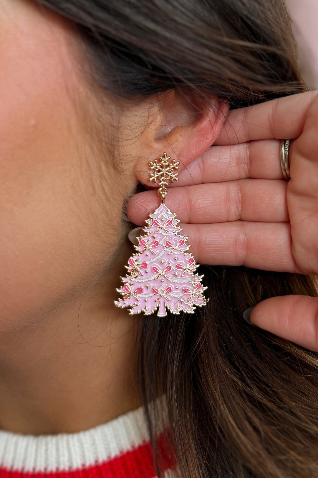 Pretty In Pink Tree Earrings