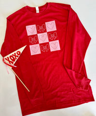 Bows & Hearts Checkered Long Sleeve Tee