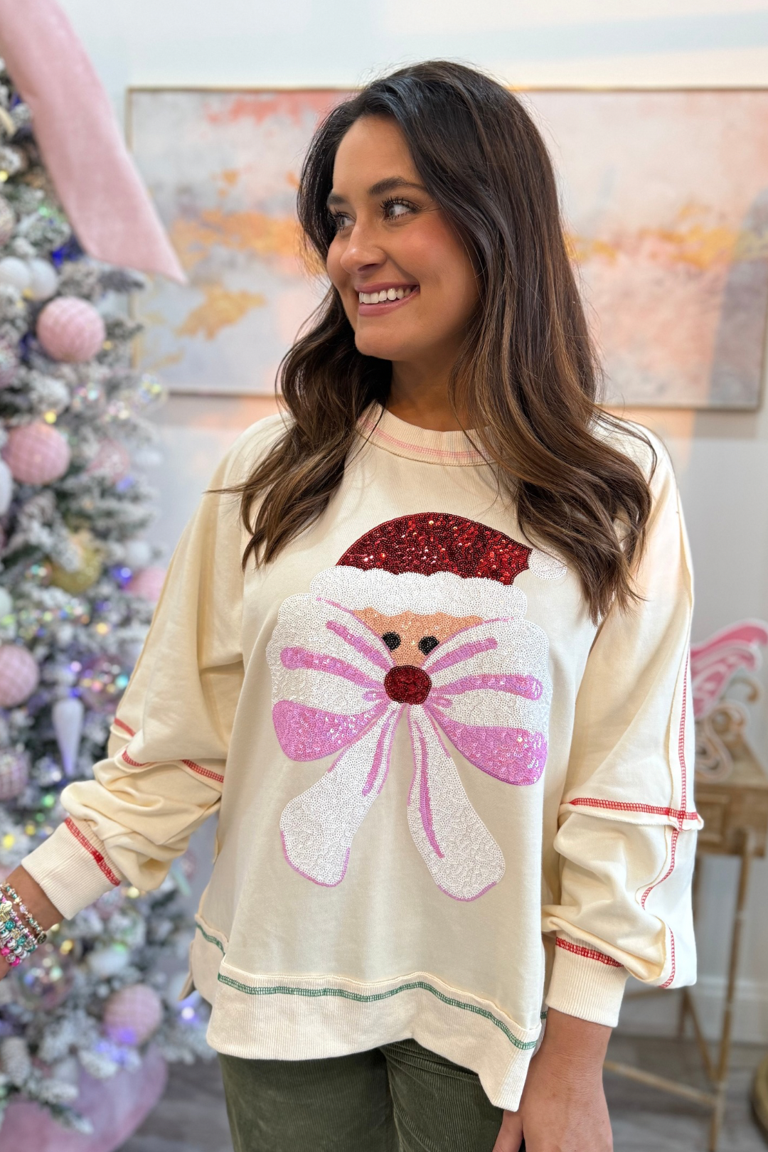 Sequin Claus Kiss Pullover