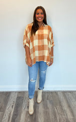 Fall Feels Checkered Top **Final Sale**