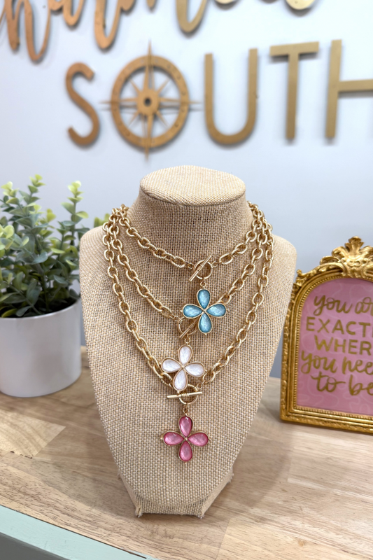 Petal Charm Toggle Necklace