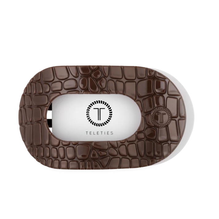 Teleties Brown Crocodile Flat Round Hair Clip