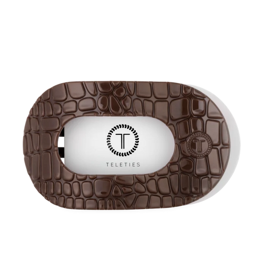 Teleties Brown Crocodile Flat Round Hair Clip