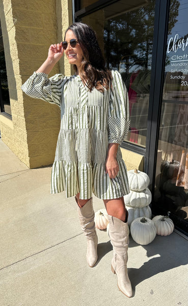 Serena Striped Tiered Dress