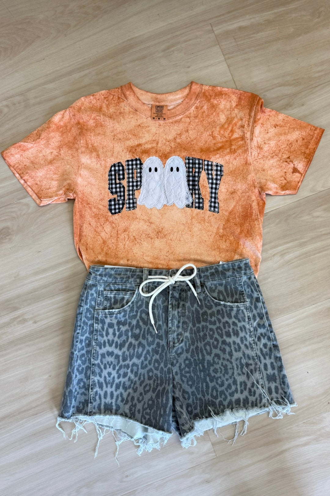 Spooky Gingham Ghost Comfort Colors Tee