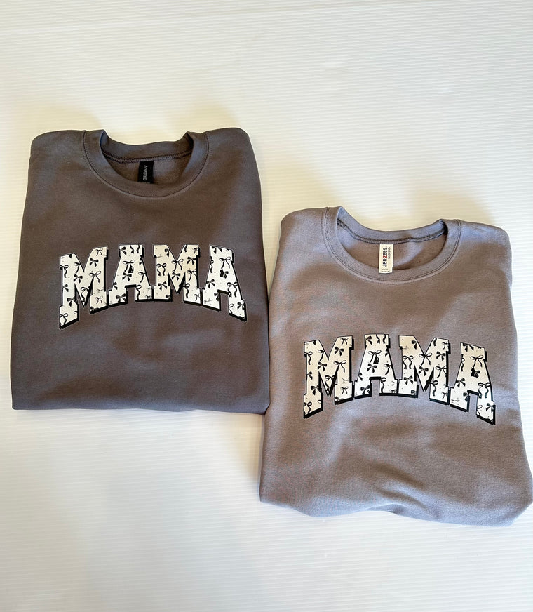 Mama Varsity Bow Sweatshirt