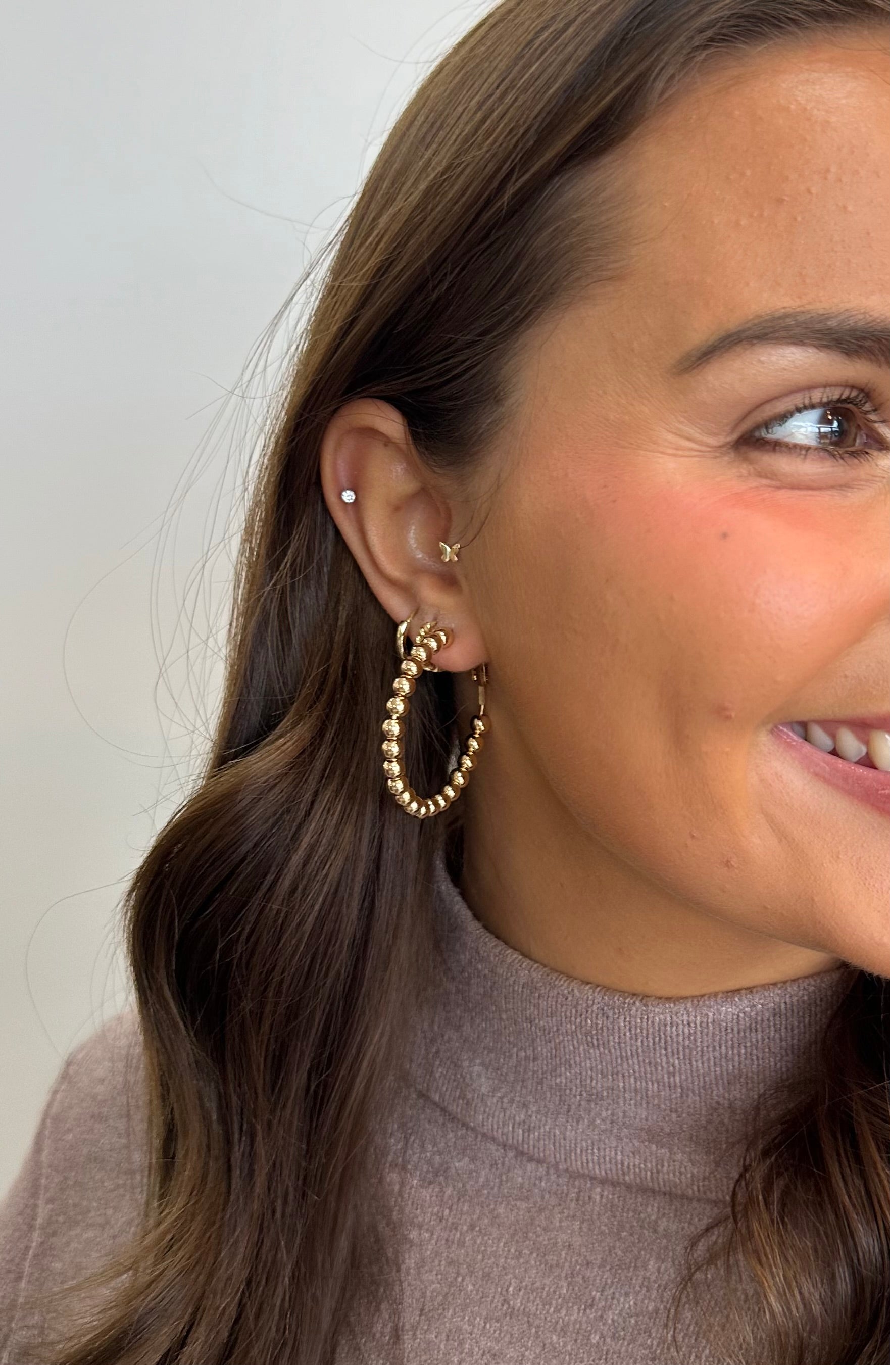 Gold Beaded Hoop Earrings