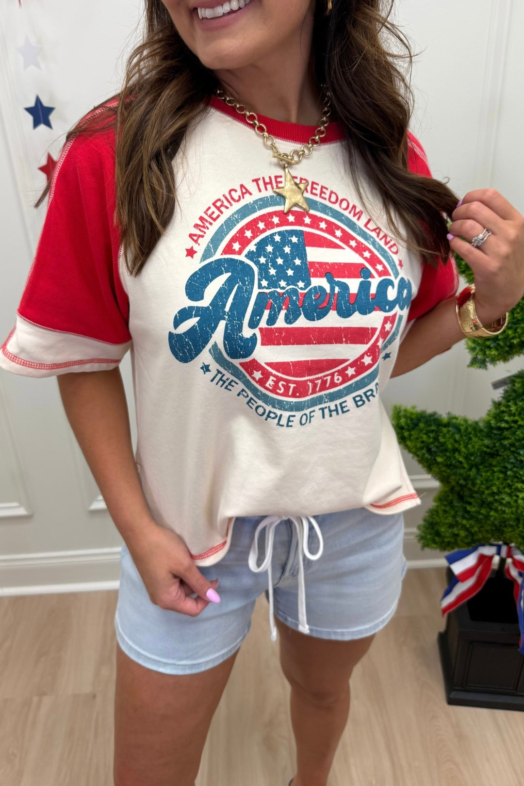 America Raglan Sleeve Top