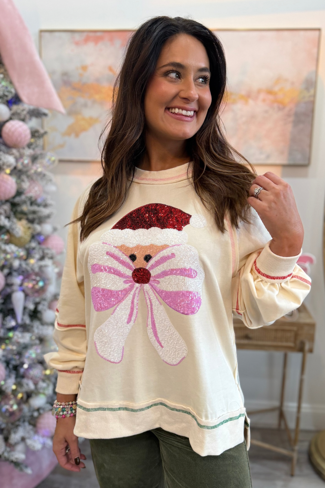 Sequin Claus Kiss Pullover