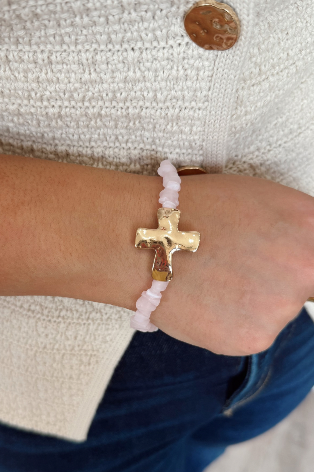 Blessed & Beaded Cross Bracelet