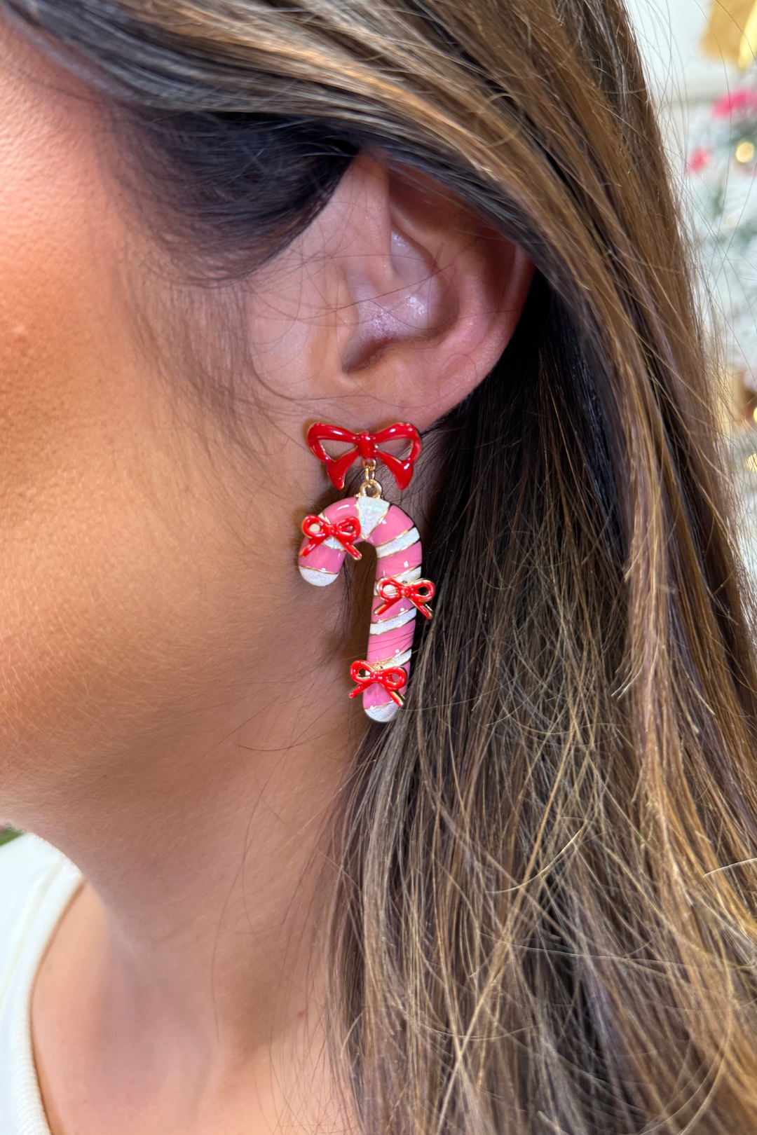 Sweet Candy Cane Kisses Earrings