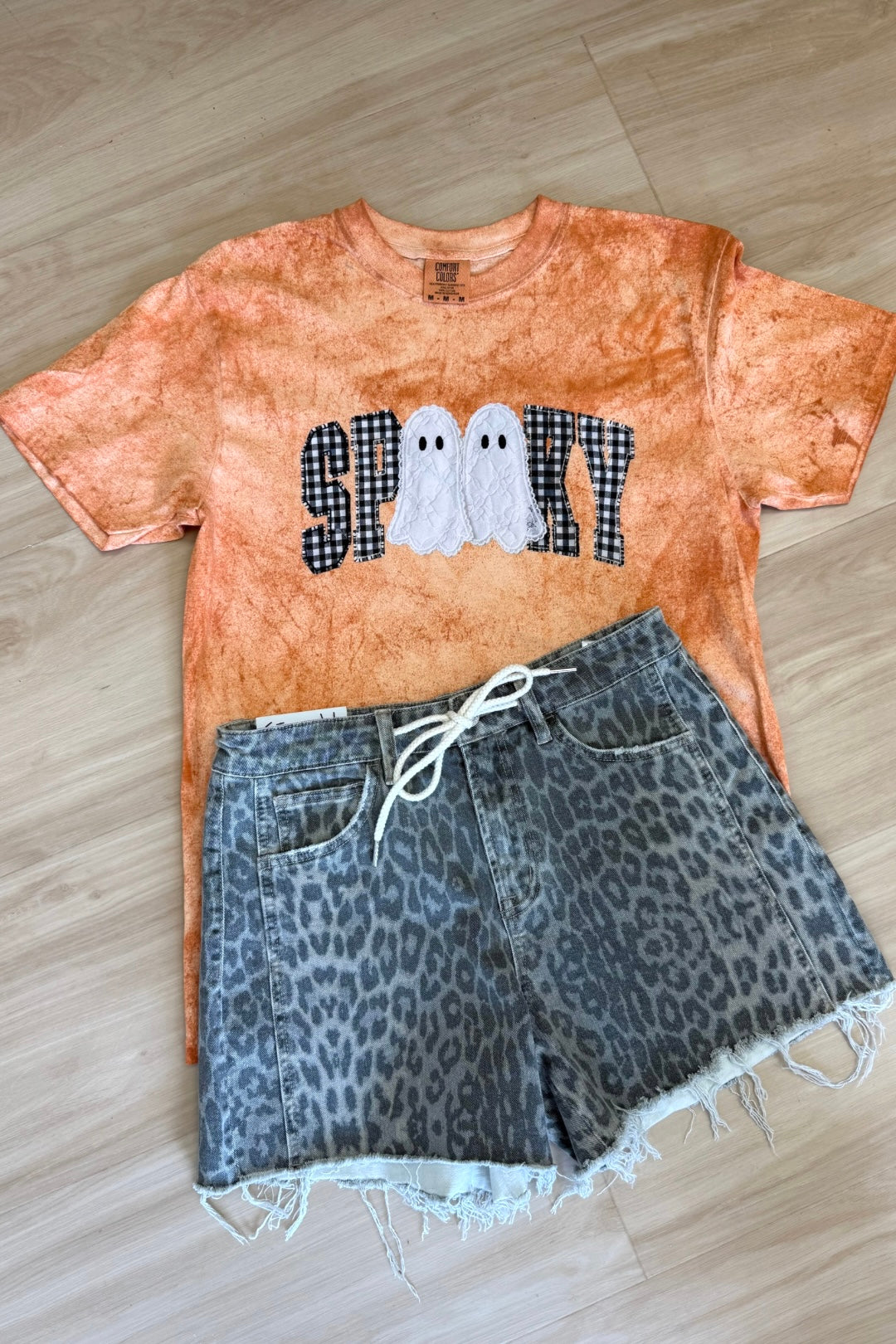 Spooky Gingham Ghost Comfort Colors Tee