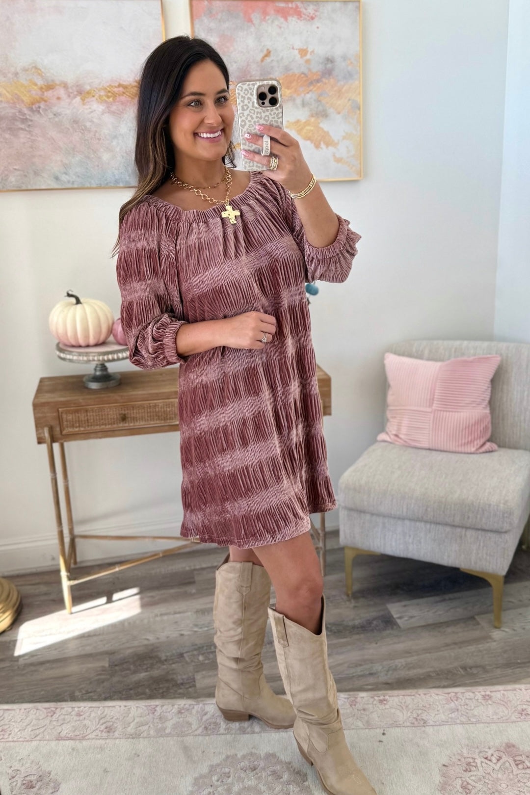 Blushing Belle Velvet Dress  **Final Sale**Online Only**