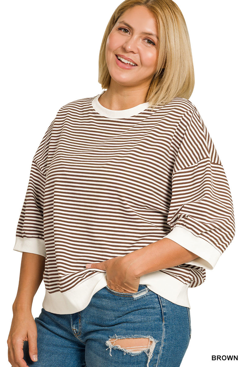 The Casual Stripe Top - Curvy
