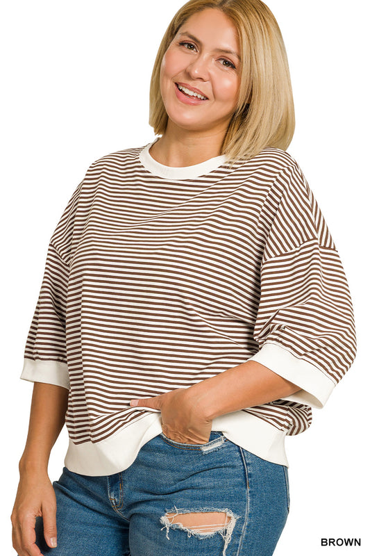 The Casual Stripe Top - Curvy