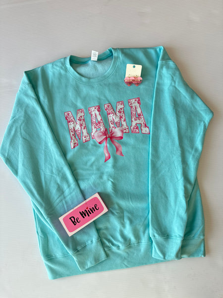 Mama Floral Bow Sweatshirt