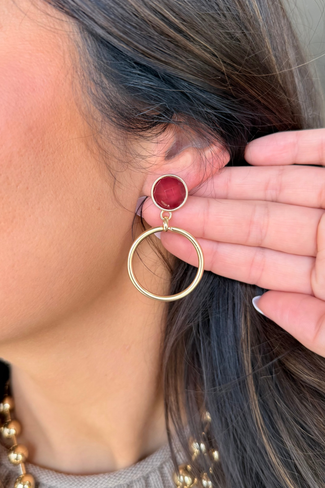 Faceted Gem & Hoop Earrings