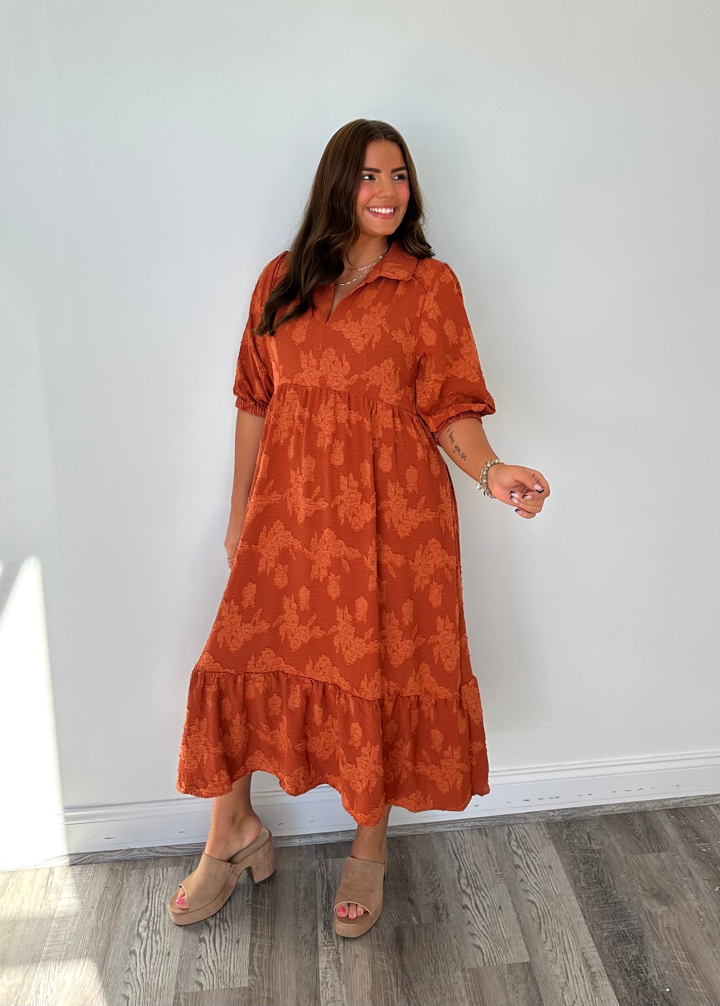 Tuscan Sunsets Midi Dress- FINAL SALE