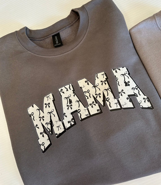 Mama Varsity Bow Sweatshirt